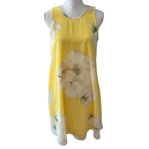 Calvin Klein Bold Floral Print Sleeveless Shift Dress Butter Yellow 10